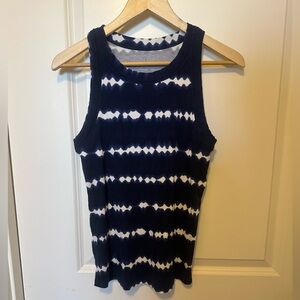 Jenni women’s medium Navy and White Tie-Dye Tank Top